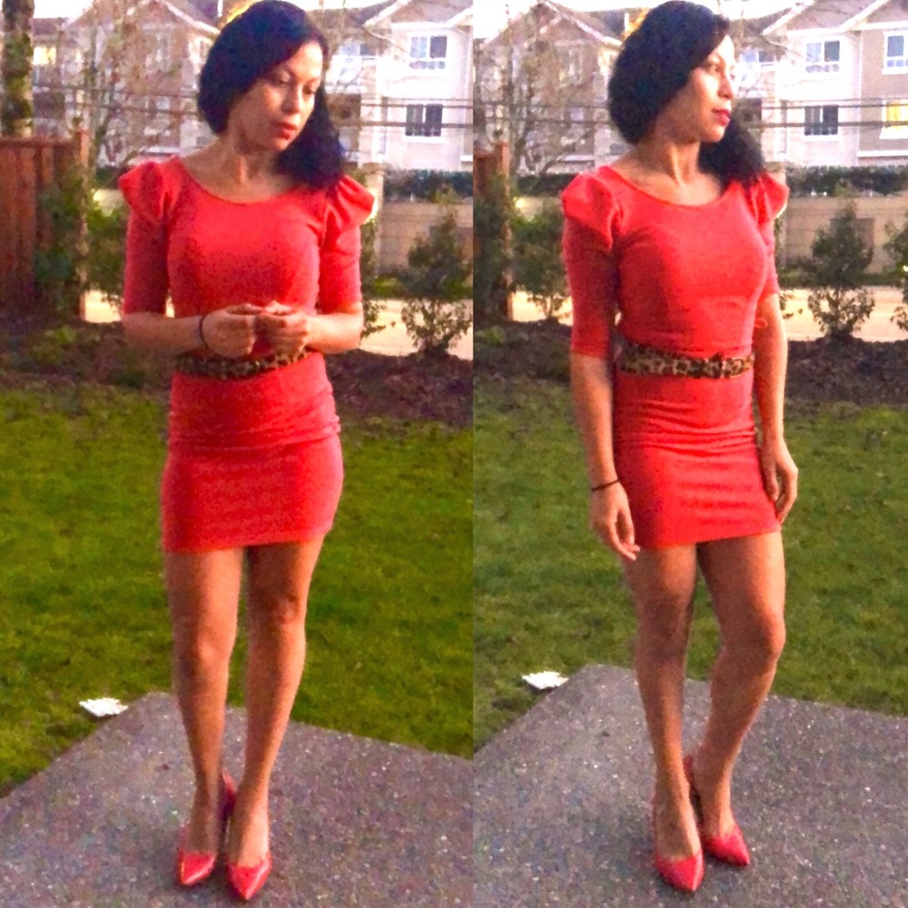 Mystic Red Dress with Ruched Shoulder detail SZ XS